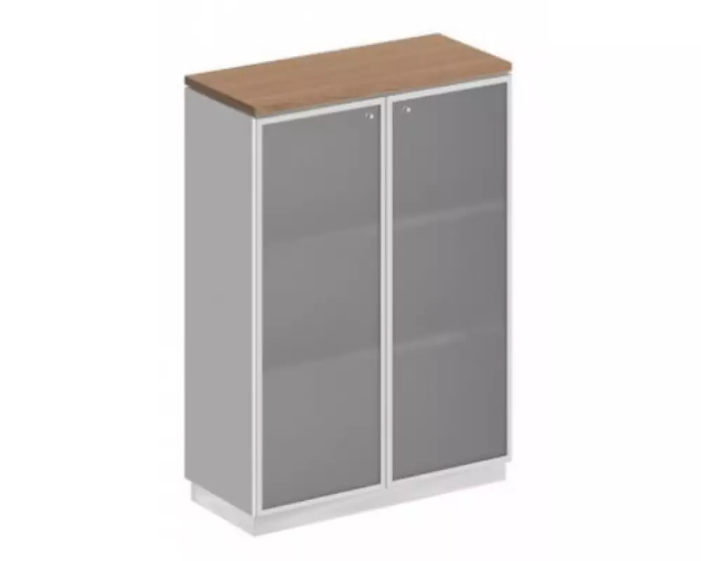 Шкаф для документов средний со стеклянными дверьми в рамке СИ 319