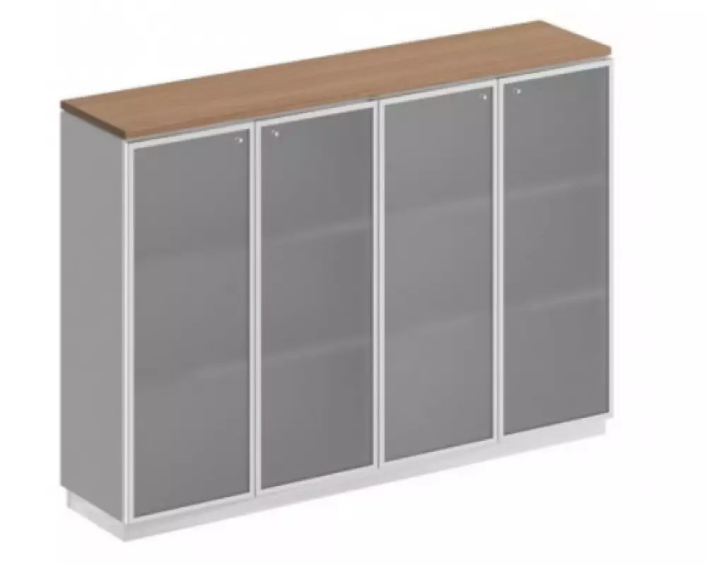 Шкаф для документов средний со стеклянными дверьми в рамке СИ 321