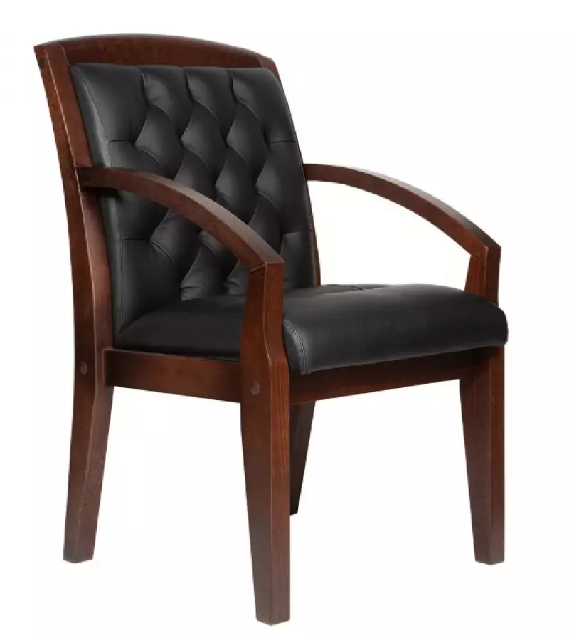 Стул офисный Congress люкс плюс Кожа черная/Орех Тай (М) Срок производства: 10 р д