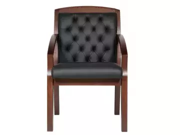 Стул офисный Congress люкс плюс Кожа черная/Орех Тай (М) Срок производства: 10 р д