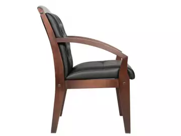 Стул офисный Congress люкс плюс Кожа черная/Орех Тай (М) Срок производства: 10 р д