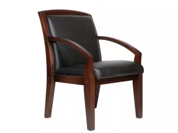 Стул офисный Congress люкс плюс Кожа черная/Орех Тай (М) Срок производства: 10 р д