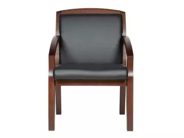 Стул офисный Congress люкс плюс Кожа черная/Орех Тай (М) Срок производства: 10 р д