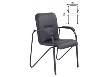 Стул для посетителей Самба Хром, мягк подлокотник, чёрный каркас (F) 2 шт на складе